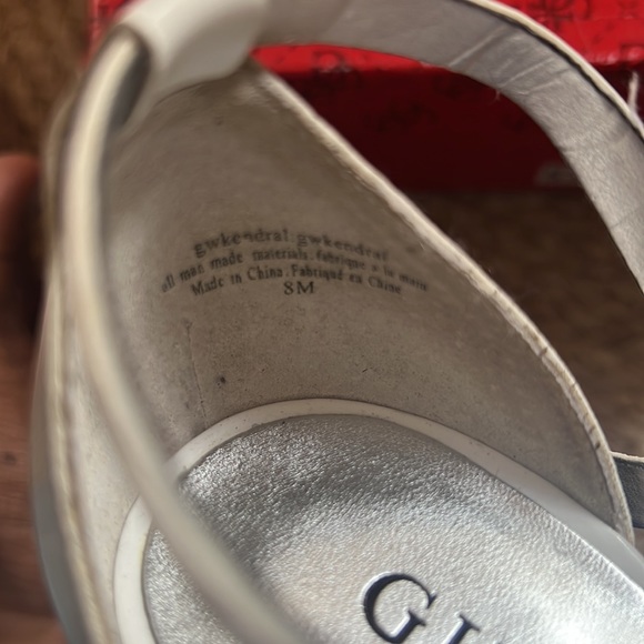 Guess White Patent Leather shoes with a platform raffia heel  Women Size 8 - Picture 12 of 12